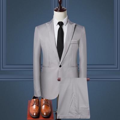 China Wholesale Anti-wrinkle casual suit, two-piece Korean suit red color men's slim suit for sale