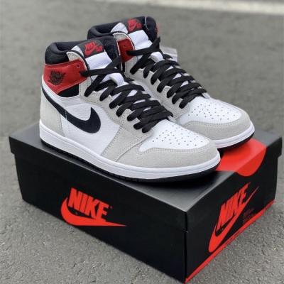 China Cushioning Best Fashionable Nike Brand Air Jordan 1 High Smoke Gray Women Men's Casual Style Basketball Shoes Walking Sports Nike Shoes for sale