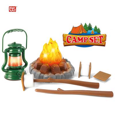 China Amazon Hot Sale Plastic Preschool Children Camping Game Set Battery Power Lighting Camp Toys for sale