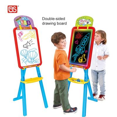 China Plastic Multifunctional Drawing Shelf Set Children Learning Painting Board with LED Light for sale