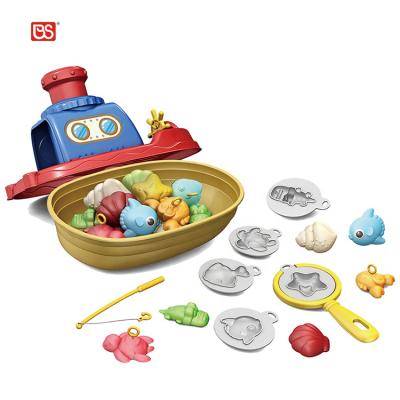 China Colorul DIY Playing Plasticine Fishing Boat Clay Toys Series Tool Set with Models Toy Amazon 201007825 for sale