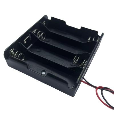 China Black pp 3.7v 4 cell custom 18650 battery holder Li-ion power storage box with wire leads for 18650*4 lithium battery for sale