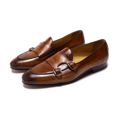 China Best Design Anti-odor Fashion Double Monk Slip-resistant Leather Strap Men's Formal Shoes With Good Quality for sale