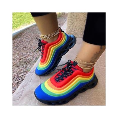 China Fashion Trend Designer High Quality Women's Low Top Round Toe Sneakers Fashion Color Ladies Sneakers for sale