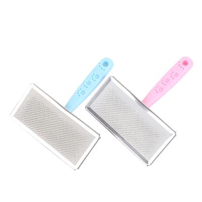 China Viable Pet Hair Removal Comb-One-Key Cat Hair Grooming Comb Easily Remove Floating Hair and Massage Skin Stainless Steel Dog Comb for sale