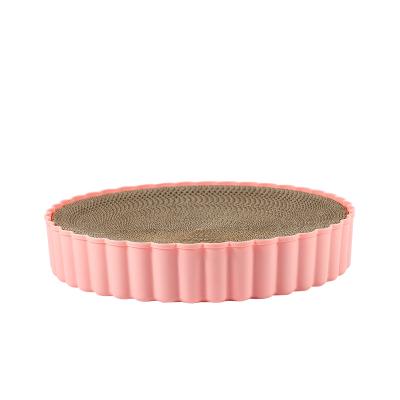 China Waterproof Wear-resistant Round Cat Scratcher Mat Cat Scratching Board Toys Cat Scratching Paw Pad Pink Round Paper Fast Delivery for sale