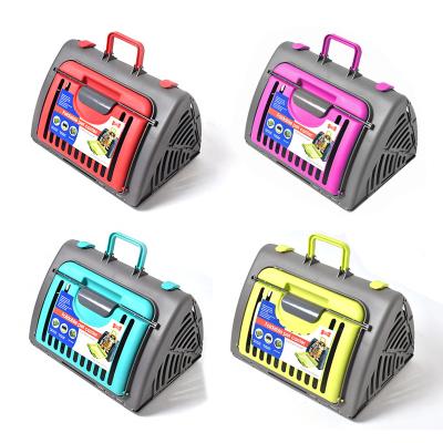 China Breathable Pets Cage Plastic Foldable Pet Carrier Travel Healthy Outdoor Dog Carrier Features Easy Assembly Breathable Cat Air Box for sale