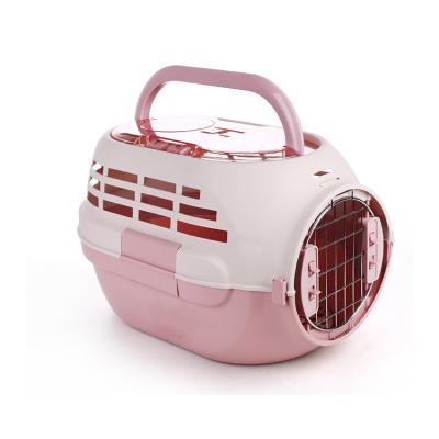 China Plastic Pet Carrier With Spring Lock Safe Durable Airline Approved Cat Cage Dog Box Puppy Healthy Bag Travel Breathable Outdoor for sale