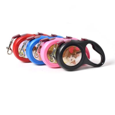 China Customized Durable Retractable Dog Collar One-Button Brake and Lock Auto Retractable Pull Rope Dog Collar Dog Accessories for sale