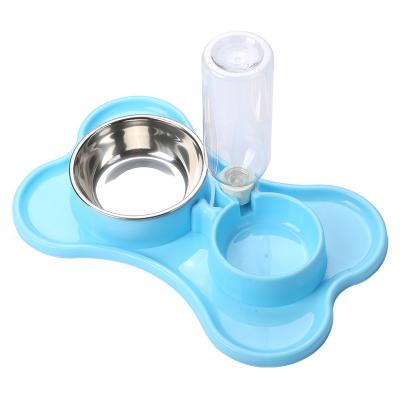 China Automatic Healthy Automatic Dog Pet Food Bowl Set Drinking Stainless Steel Cat Double Bowls Dispenser Puppy Kitten Rabbit Water Bottle for sale