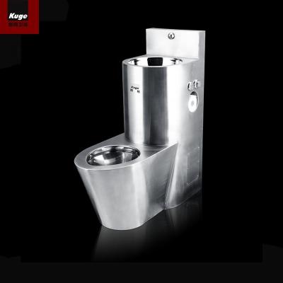 China Luxury Concealed Tank WC Toilet Stainless Steel Toilet Sink Combination Jail Toilet Bowl Manufacture for sale