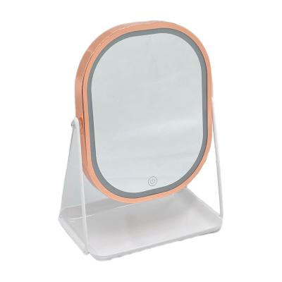 China 1X/3X HD Face Mirror LED Lighted Alloy Metal Desktop Beauty Makeup Mirror Single Magnifying Magnifying Makeup Mirror With Light for sale