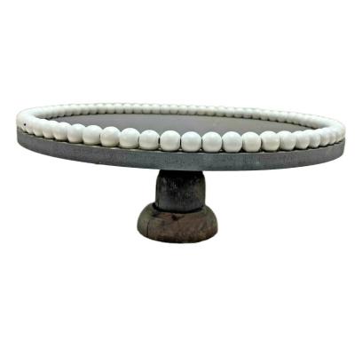 China Gray Beads Wood Riser Pedestal Stand Tiered Tray Distressed by Wooden Truss for sale