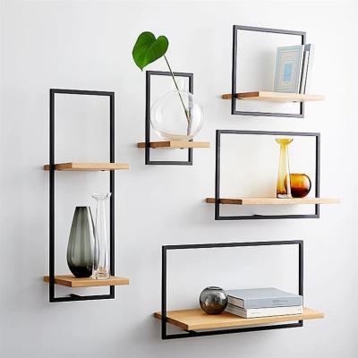 China Adjustable (Height) Set of 5 Solid Geometric Metal Entry Wall Shelf Floating Shelf for sale