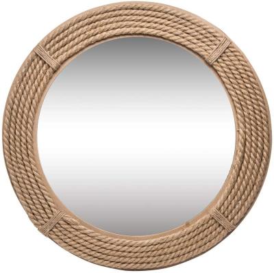 Cina 23.75 in. in diameter minimalist round rope wall wrapped decorative mirror in vendita