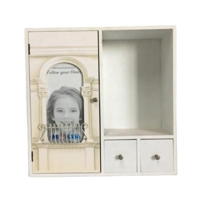 China Sustainable Mini Small Wooden Storage Tabletop Cabinet With Photo Frame for sale