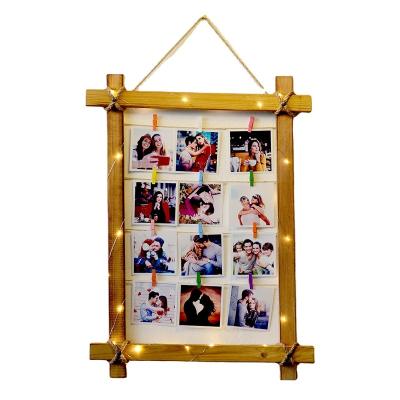 China Natural Looking Wood Photo Collage Frames Wood Photo Frame With Led Light Te koop