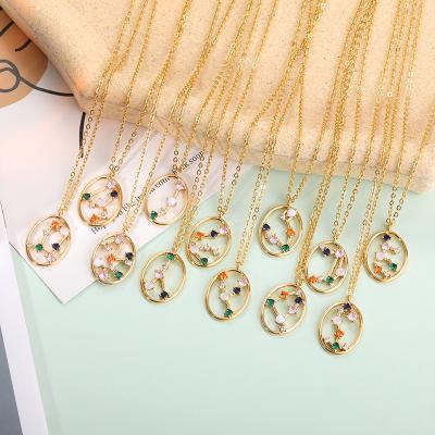 China Gold Plated 18K Gold Plated Astrology 12 Constellation Horoscope Zodiac Sign Necklace Birthday Gift For Women Girl for sale