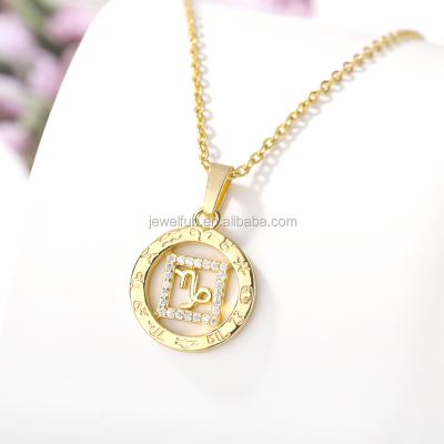 China FASHIONABLE Zodiac Sign Necklace 12 Constellation Choker Zircon Necklaces Jewelry Fashion Christmas Jewelry BFF Women's Pendant Gift for sale