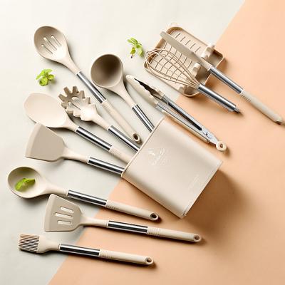 China Sustainable Easy To Clean Silicone Kitchen Utensil Set Baking Spatula Cream Kitchen Tool Kit 11 Pcs for sale