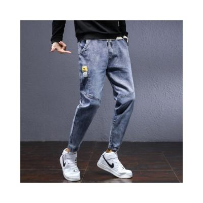 China Newest Newest Jeans Drawstring Anti-pilling Elastic Waist Pencil Pants Mens Streetwear Cuff Pants Casual Wide Leg Jeans for sale