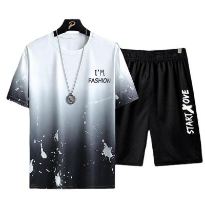 China QUICK-DRY men's leisure sports suit silk short sleeve matching beautiful Korean loose big ice 2022 summer new shorts for sale