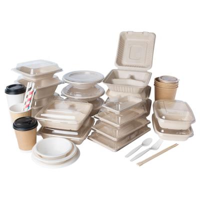 China 100% Compostable Easy Green Disposable Bagasse Tableware Set Eco-friendly Biodegradable Food Packaging for sale