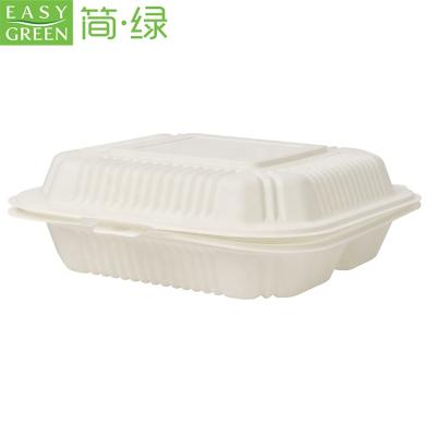 China Eco-Friendly Green Easy Containers 3 Compartment Eco-Friendly Disposable Meal Prep Cornstarch Biodegradable Bowl for sale