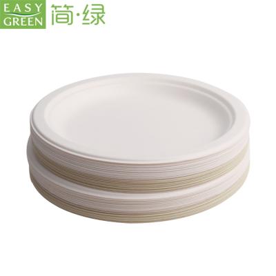 China Easy Green Disposable Biodegradable Dishes Sugar Cane Bagasse Paper Pulp Dishes for sale