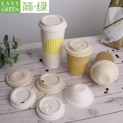 China Lid Biodegradable Easy Green Bagasse Flat Cups Lids Take Out Sugar Cane 100% 80Mm Biodegradable White Paper Cup Pulp Lids for sale