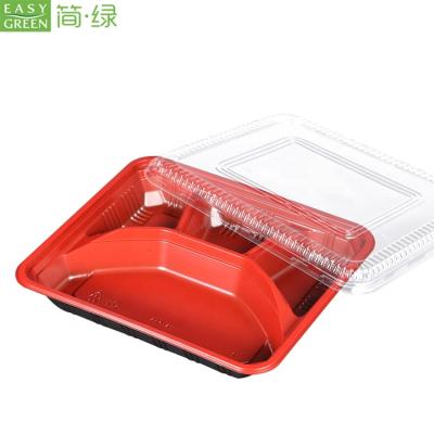 China Disposable Easy Green PP Microwave Divided Lunch Box Plastic Microwavable Bento Box With 4 Compartments for sale