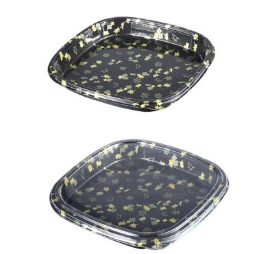 China Disposable Plastic Square Food Box Large Size New Year Party Tray Disposaple Sushi Platters Dishes For Serving for sale