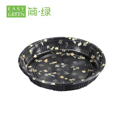 China PS Disposable Plastic Round Trays Box Sushi Fast Food Tray Serving Christmas Party Disposable Food Packaging for sale