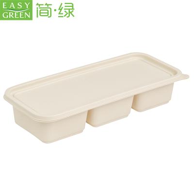 China 100% Green Food Grade Compostable Easy Compartment Cornstarch Food Bowl With Lids NWH-18 for sale