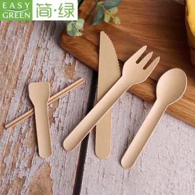 China Disposable Easy Green Portable Biodegradable Bulk Spoon Forks Knives Disposable Compostable Cutlery for sale