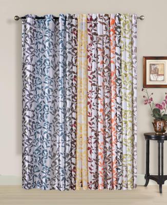 China Fashion Polyester Fau Leaf Print Silk Window Curtain In Grommet 8 for sale