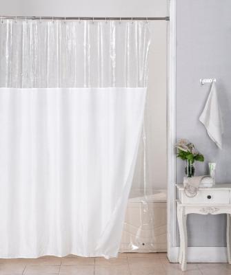 China Sustainable White Peva Shower Curtain Liner Set With Top Clear In Double Shower Curtain for sale