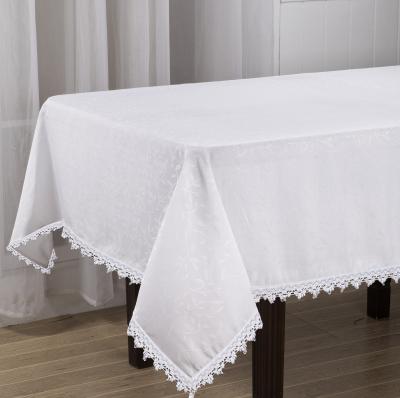 China Fashion luxury white wedding tablecloth with matching tassel for sale