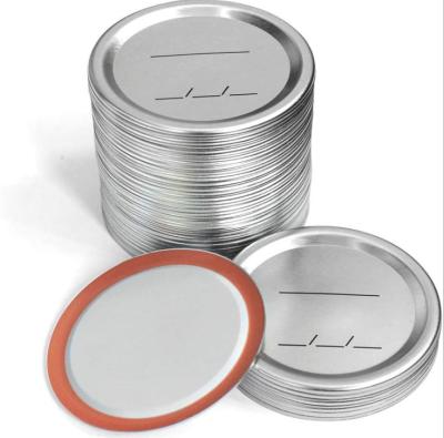 China 86mm Width Non Refillable Ball Mouth Mason Jar Bands And Lids Canning Lids With Silicone for sale