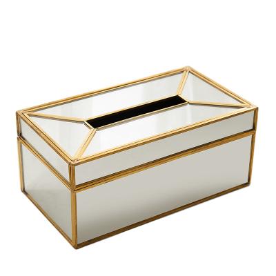 China High Quality Custom Made Mirror Container Tissue Tissue Paper Box Brass Facial Luxury for sale