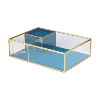 China Handmade Hot Sale Brass Custom Logo Small Glass Jewelry Boxes For Gifts for sale