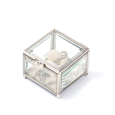 China Silver Handmade Square Logo Gift Display Box Small Custom Glass Jewelry Boxes for sale