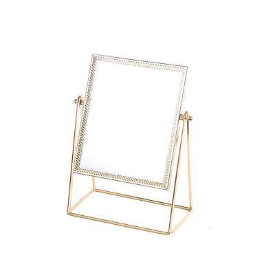 China Hand Made Custom Mirror Table Home Cosmetic Vanity Mirror Bedroom Mirror Gold Square Mirrors for sale