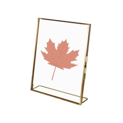 China Modern Luxury Nordic Simple Glass Decor Gold Copper Rectangle Family Photo Frame for sale