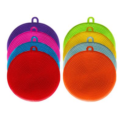 China Viable Multifunctional Kitchen Silicone Dish Scrubber Brush Durable Silicone Scrubber Sponge Sweep Reusable for sale