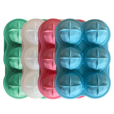 China Sustainable Hot Sale 6 Holes Ice Cube Molds Food Grade Spherical Freezing Silicone Tray Ice Mold For Home for sale