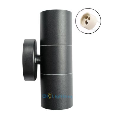 China Garden Black Stainless Steel Down LED Wall Lamp GU10 IP65 Double Down Waterproof Outdoor Wall Light Fixtures for sale