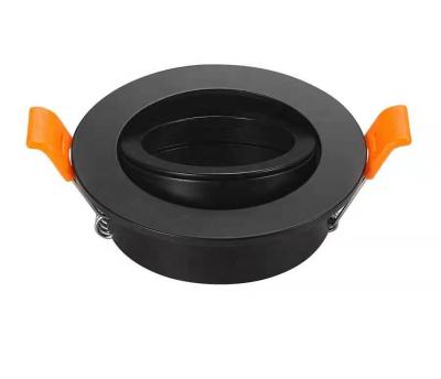 China Living Room Black Recessed Downlight Holder 82mm Adjustable Frame Housing Round For GU10 MR16 E27 Bulb for sale