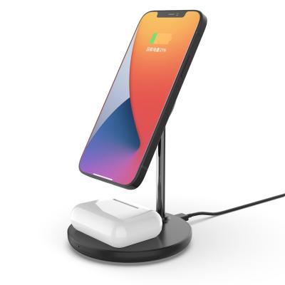 China High Performance Cell Phone/Earphone Magsafing 2 in1 Wireless Charger With Dock For Apple Iphone Wireless Earphone for sale