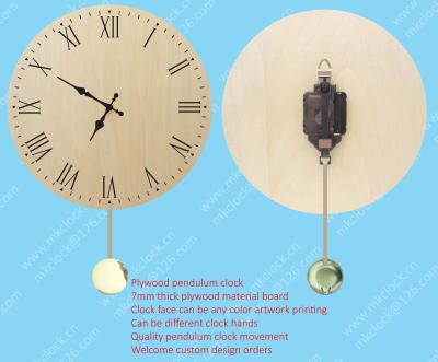 China 7mm plywood or other thickness plywood wall clock plywood wall clock plywood different pendulum clock custom design clock quartz wood wall clock wooden panel clock quartz clock for sale